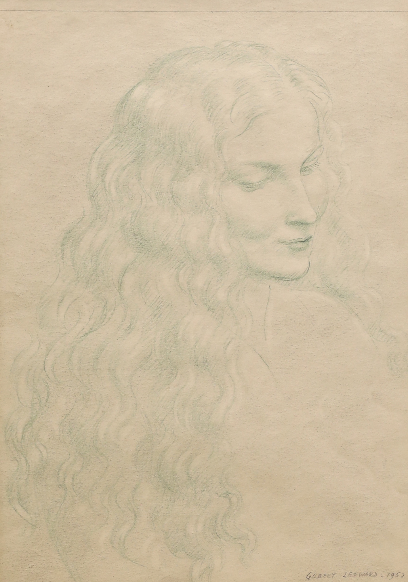Gilbert Ledward (1888-1960), chalk on paper, 'Study for a Madonna' for the Sloane Square fountain, signed and dated 1952, 33 x 23cm